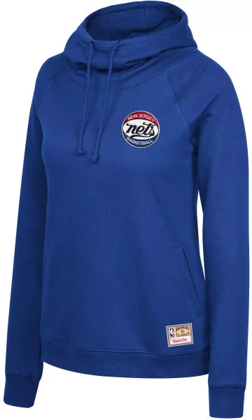 Mitchell & Ness - Women's New Jersey Nets Funnel Neck Fleece Hoodie - Small - Royal Blue image 0