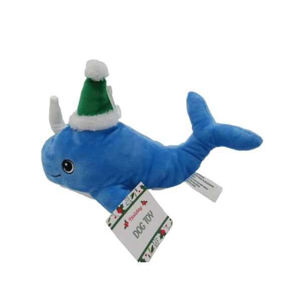 Holiday Dog Toy Plush Narwhal image 0