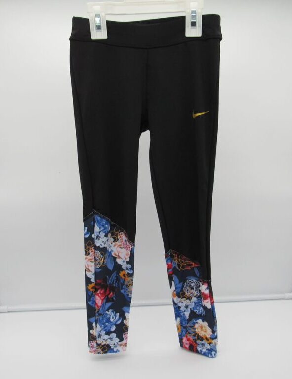 Nike Girls' Leggings - Size 6X - Black w/ Floral Base image 0