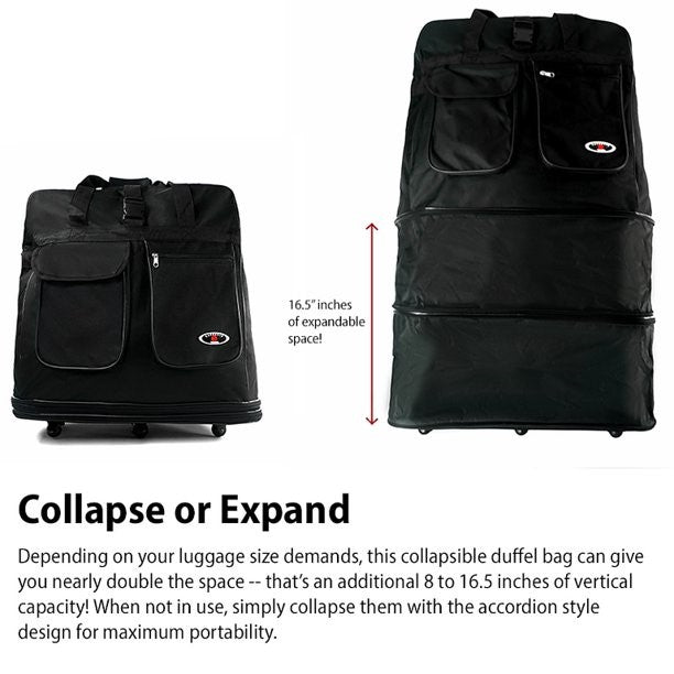 Multi Tiered Collapsible Expandable Wheeled Travel Cargo Duffle Bag image 1