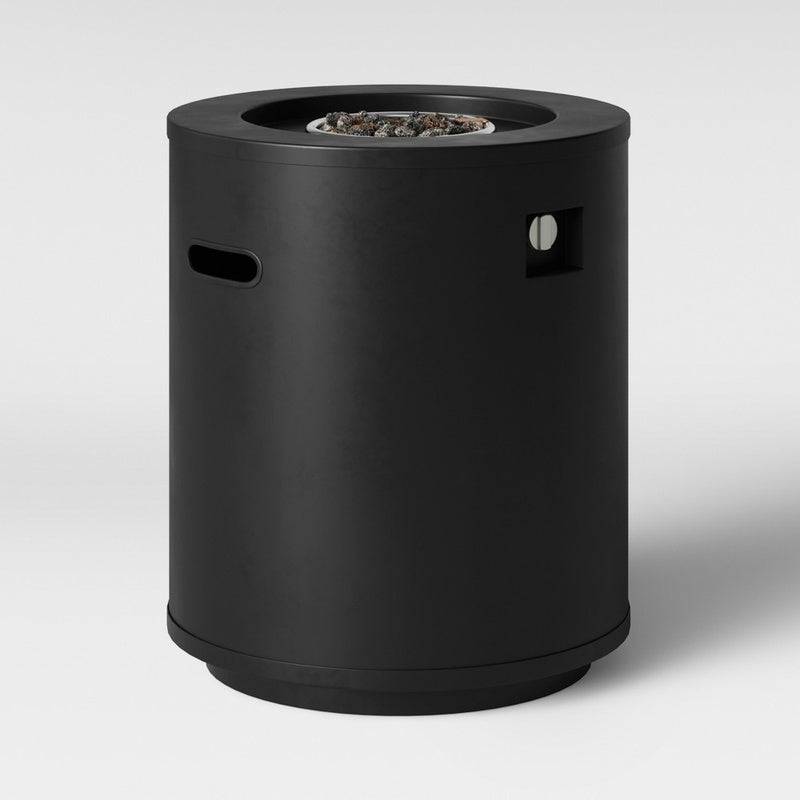 23" Round Metal Fire Column - Black image 0