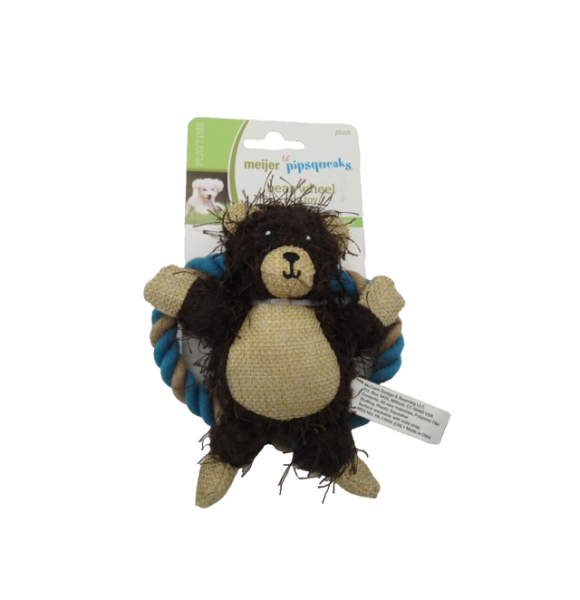 Li'l Pipsqueaks Bear Wheel Dog Toy image 0