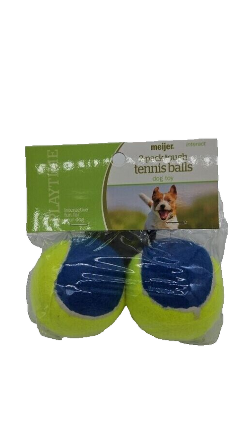 Meijer 2-Pack Tough Tennis Balls Dog Toy - Blue and Green