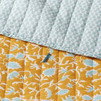 King Earthy Vines Quilt Mustard Yellow/Teal Blue - Threshold: Cotton