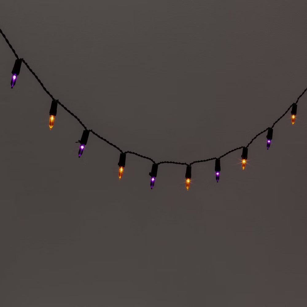 60-Count LED Halloween Orange & Purple Battery Operated String Lights
