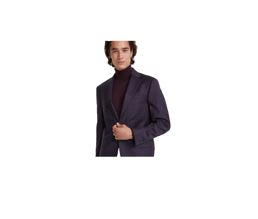 Calvin Klein Mens Slim-Fit Wool-Blend Stre Navy Burgundy 38L
