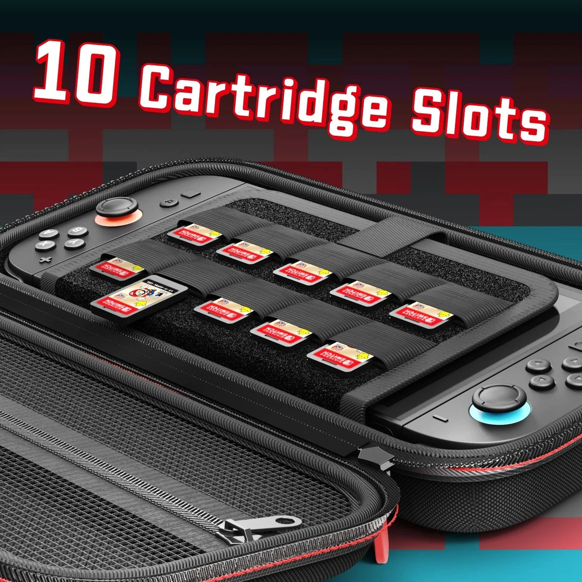 Fosmon For Nintendo Switch 2 Carrying Case 10 Game Card+Built-in Accessory Slots