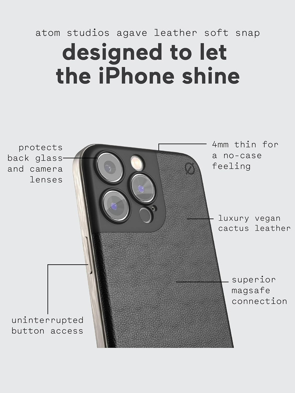 Atom Studios iPhone 16 Pro Max Case – MagSafe Compatible, Ultra-Thin Slim Vegan 
