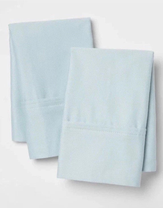 2pc Threshold 400 Thread Count Performance Pillowcases King Sz Light Blue #8260