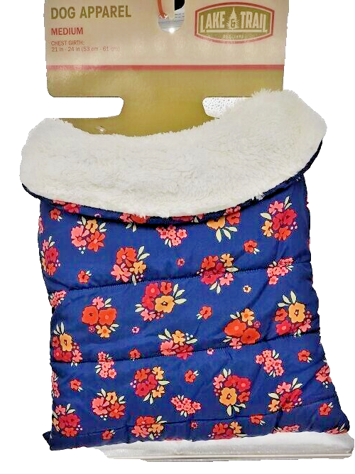 Lake & Trail Floral Pet Sherpa Medium (21"-24") - Blue