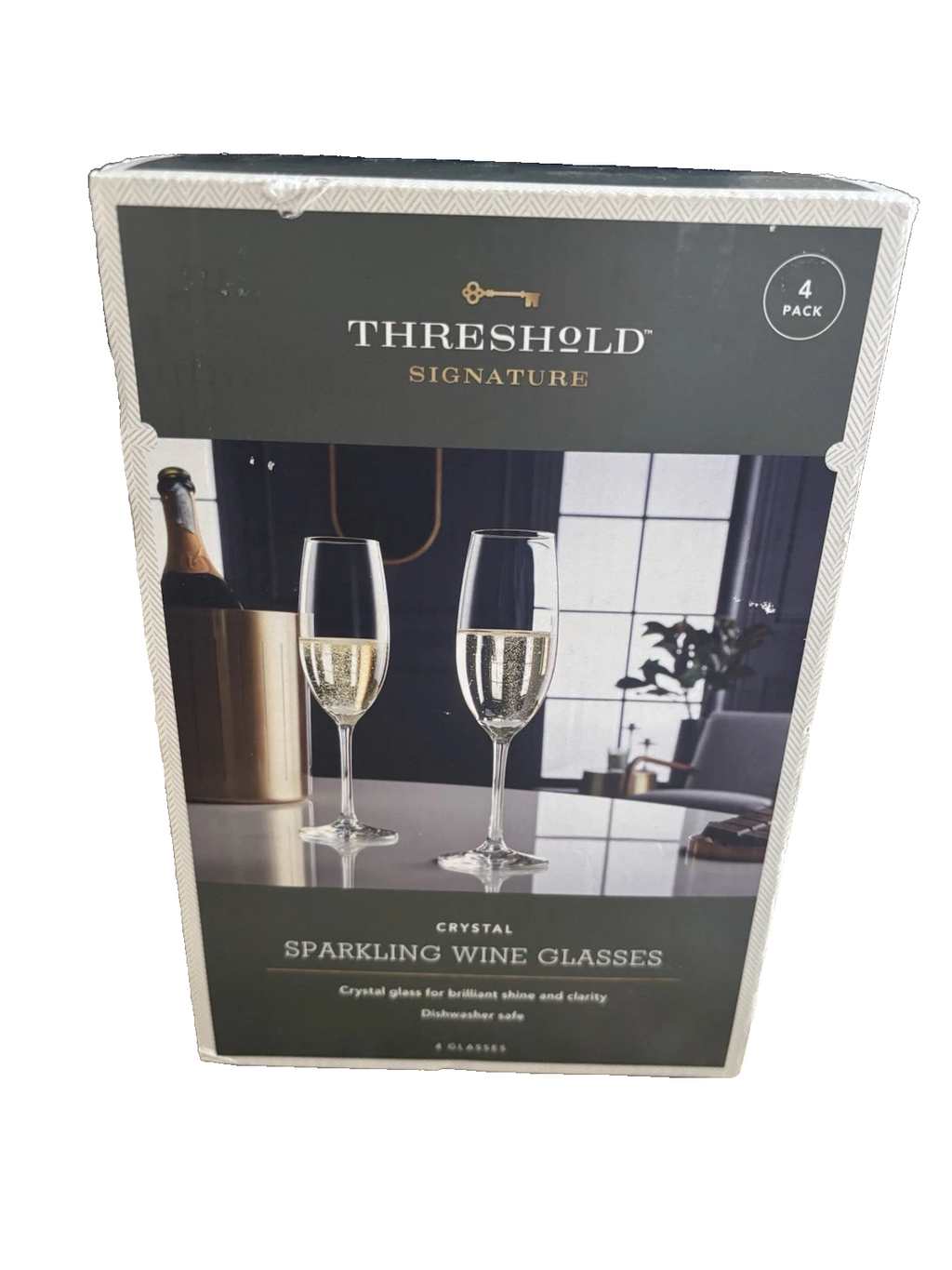 4pk Geneva Crystal 7.7oz Champagne Flutes - Threshold Signature