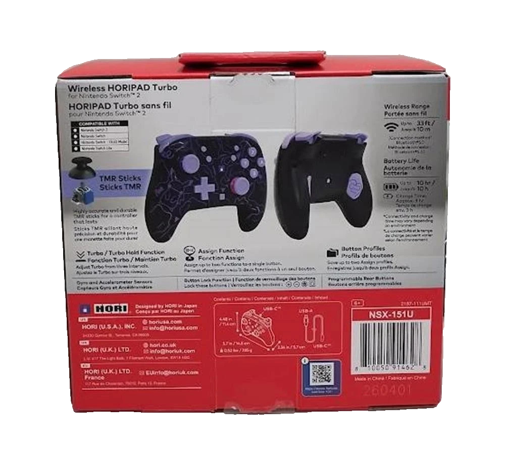 HORI Wireless HORIPAD Turbo (Ditto) for Nintendo Switch 2