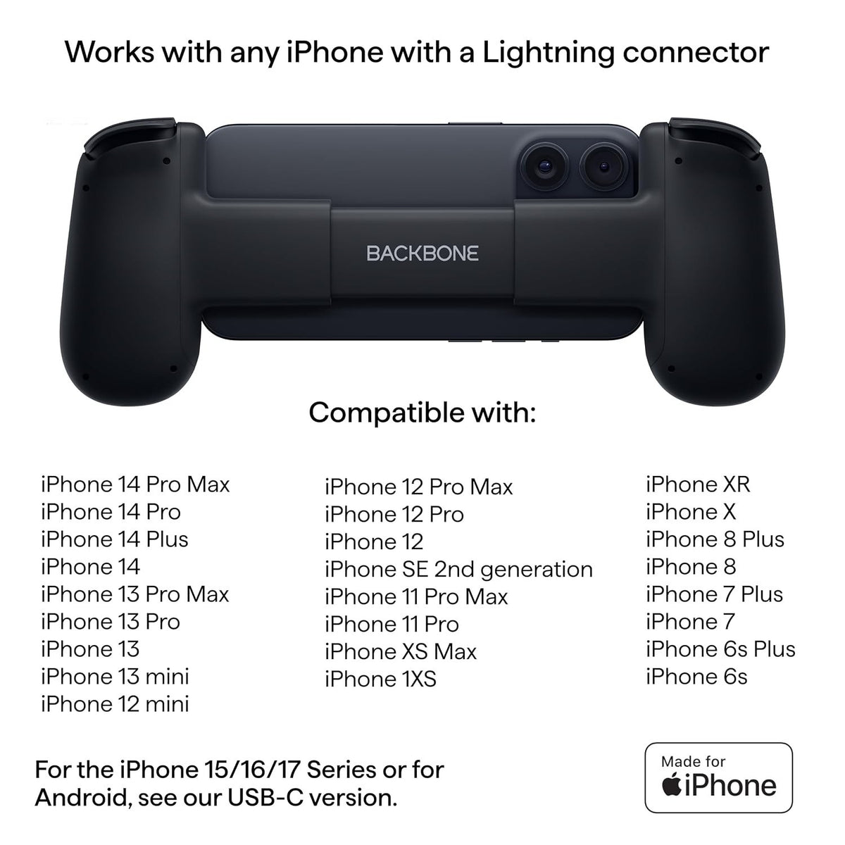 Backbone One (Lightning) Mobile Gaming Controller for iPhone - Gen 2 Black