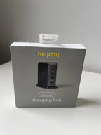 4 Port Charging Hub Vertical 2C + 2A - heyday Black Saffiano