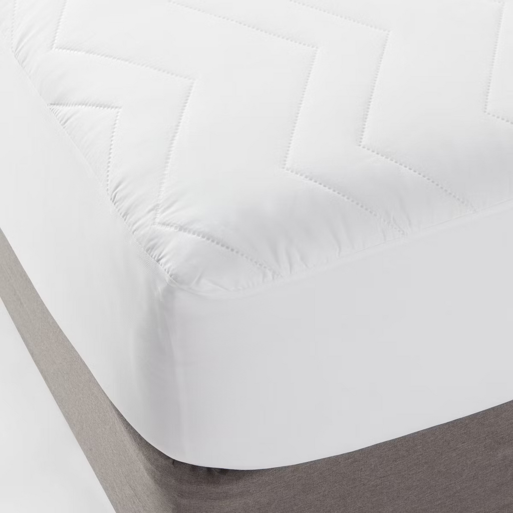 Full Machine Washable Quilted Mattress Pad - Room Essentials™: White, 15" Deep,