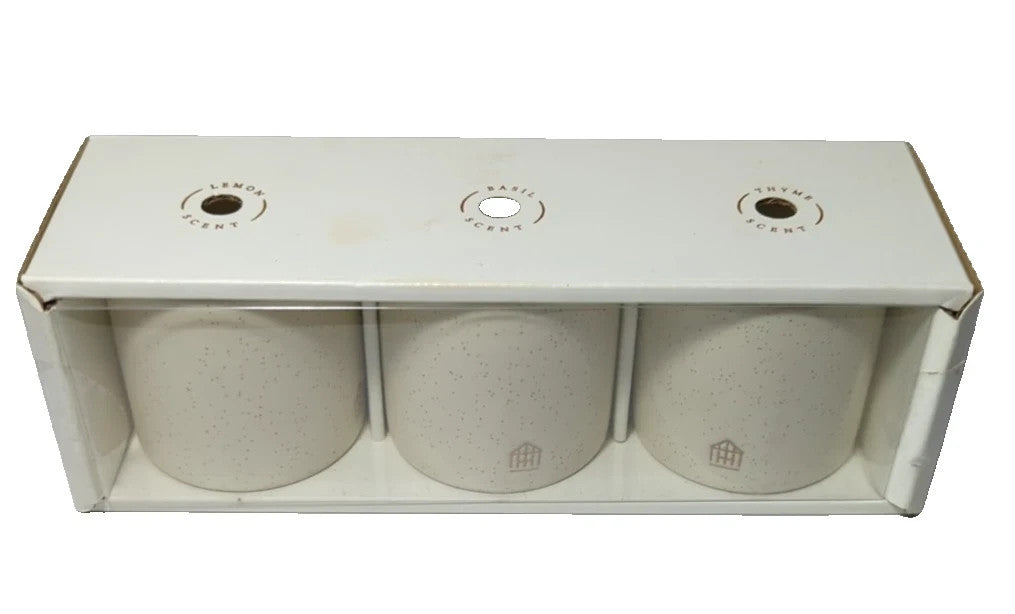 9oz Basil/Lemon/Thyme Speckled Ceramic Kitchen Candle Set - Hearth & Hand