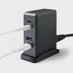 4 Port Charging Hub Vertical 2C + 2A - heyday Black Saffiano