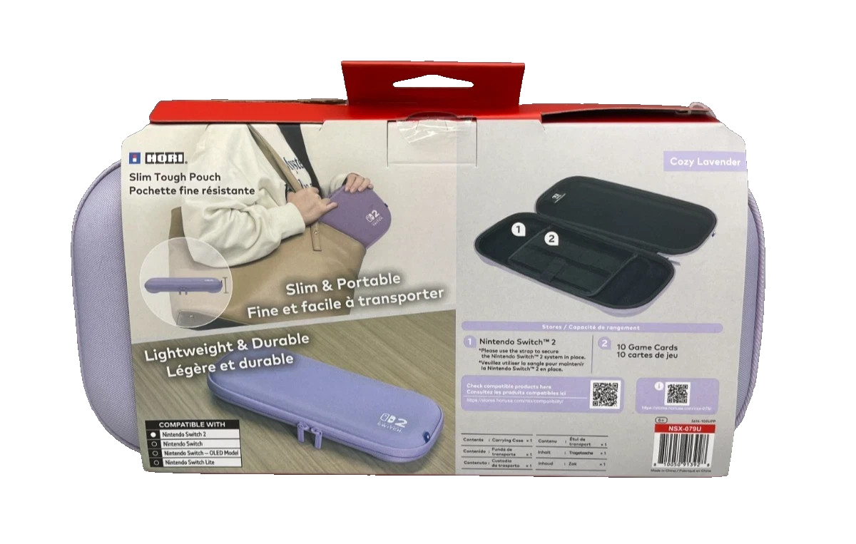 Hori Slim Tough Pouch for Nintendo Switch 2 - Cozy Lavender
