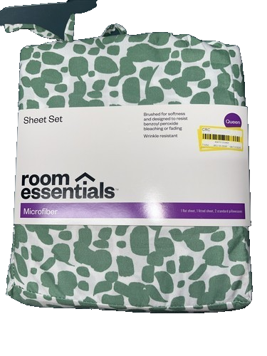 Queen Printed Microfiber 4pc Sheet Set Green Dot - Room Essentials: Polyester