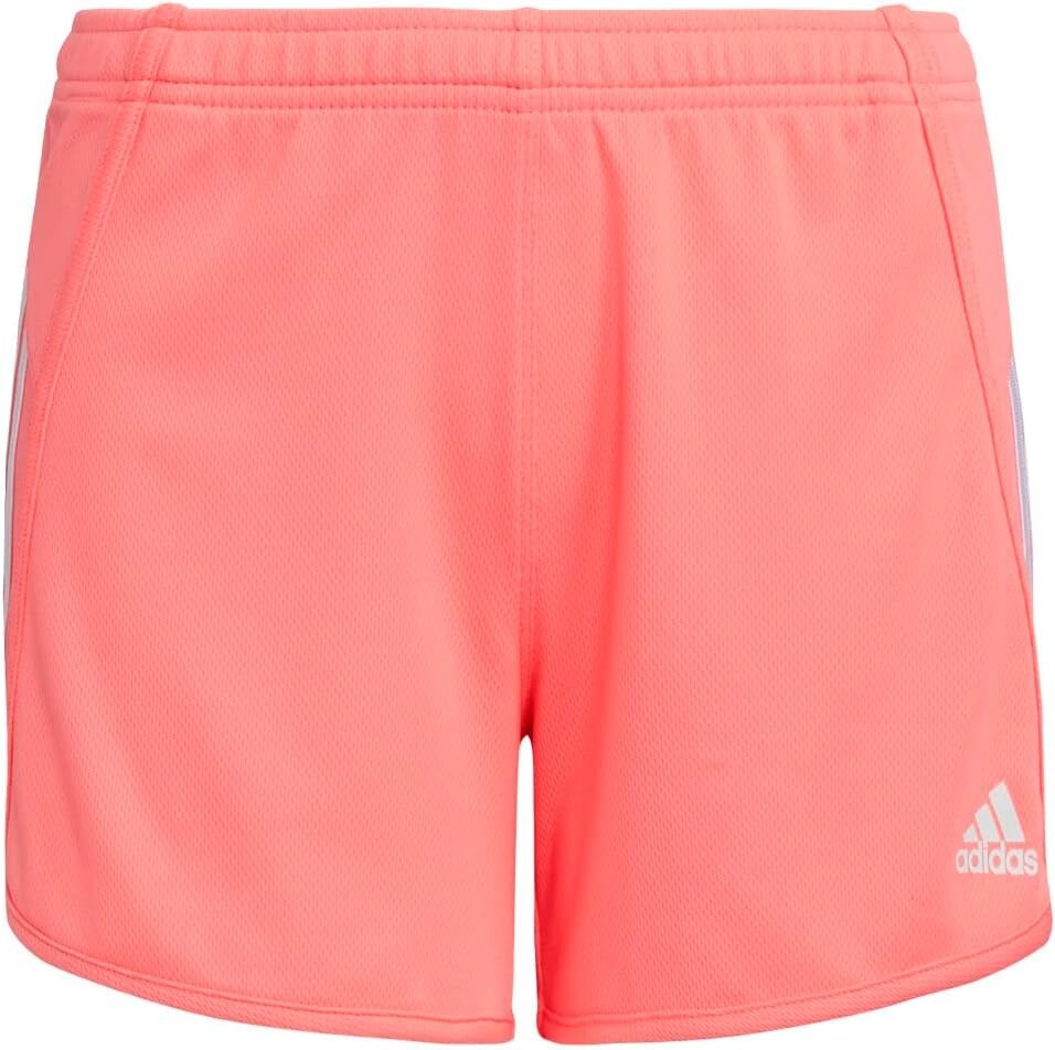 Adidas Girls' 3 Stripe Mesh Short - Acid Red - Size XS