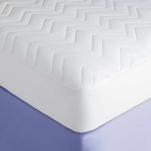 Full Machine Washable Quilted Mattress Pad - Room Essentials™: White, 15" Deep,