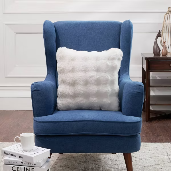 20" Bubble Faux Fur Square Indoor Throw Pillow Ivory