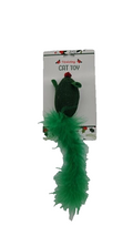 Meijer Holiday Cat Toy Green Felt Mouse with Feather