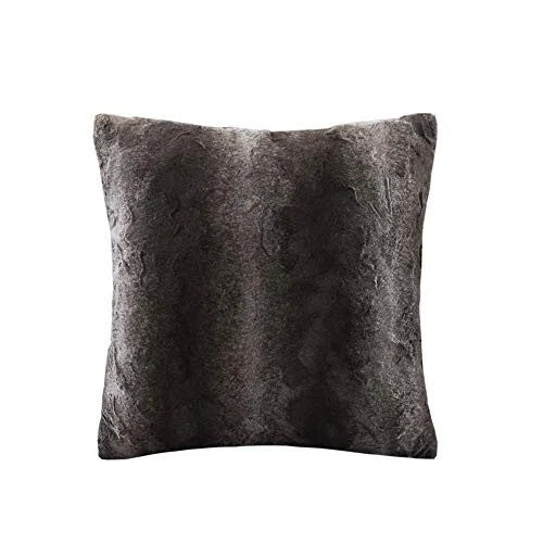 20"x20" Oversize Marselle Faux Fur Square Throw Pillow Brown - Madison Park