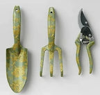 3pc Aluminum Pruner, Cultivator, and Trowel Gardening Set Green Floral 