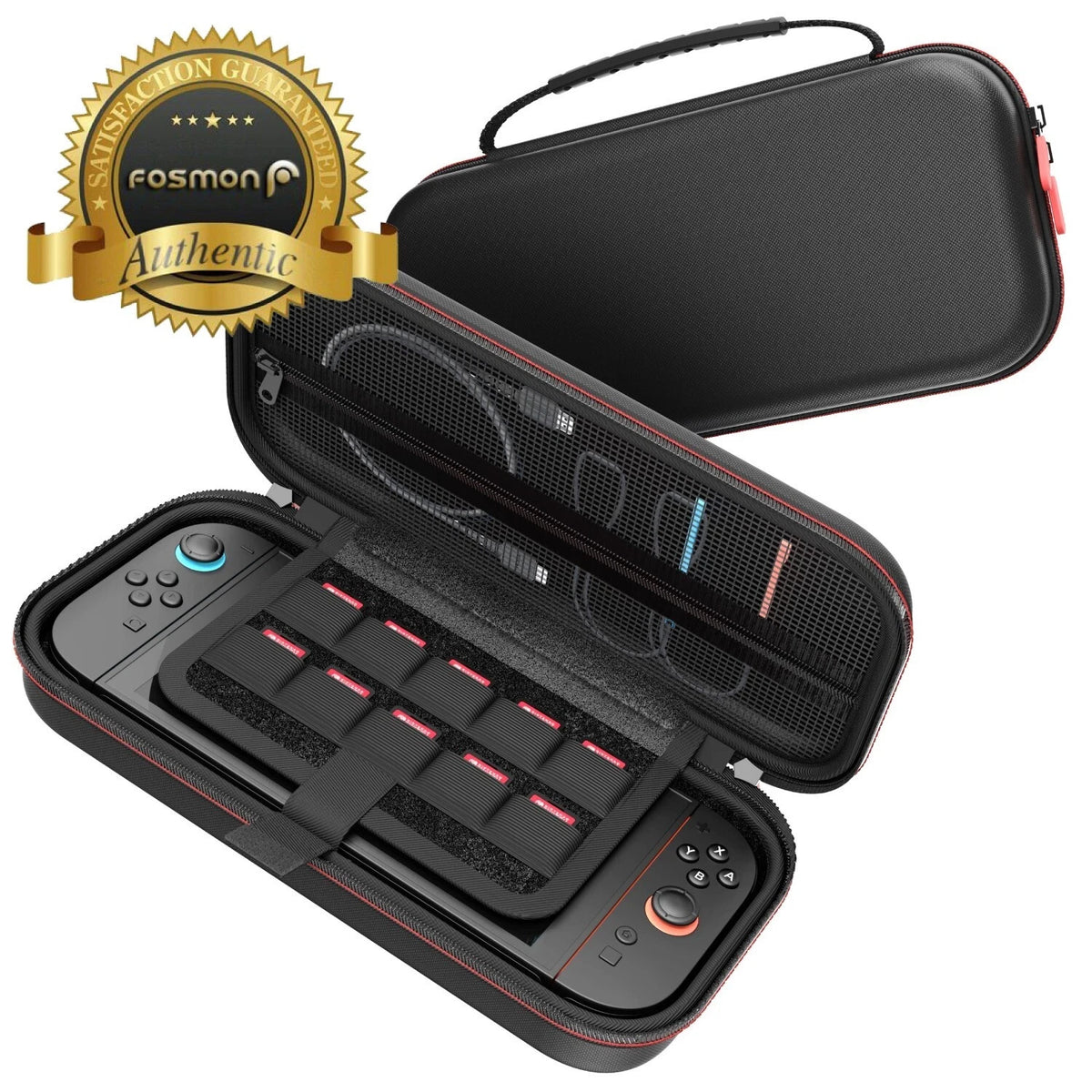 Fosmon For Nintendo Switch 2 Carrying Case 10 Game Card+Built-in Accessory Slots