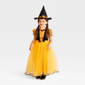 Kids' Orange Fancy Witch Halloween Dress Costume with Hat