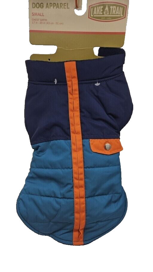 Lake & Trail Pet Jacket Small (17"-20") - Light Blue and Dark Blue