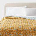 King Earthy Vines Quilt Mustard Yellow/Teal Blue - Threshold: Cotton
