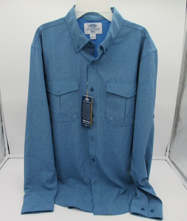 AFTCO Mens' Long-Sleeve Button-Up Mesh Interior - Small - Skylark image 0