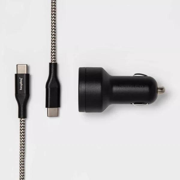 USB Car Charger with 6' USB-C to USB-C Braided Cable - heyday image 0