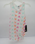 Adidas Girls' Tie Front Tank - Medium - White w/ Colored Logo Pattern image 0