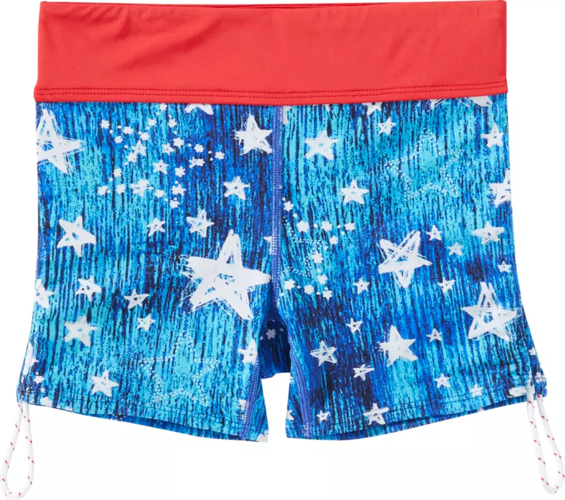 TYR Girls' Twinkle Della Boy Swim Shorts - XS - Navy White Stars image 0