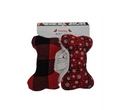 Holiday 2-Pack Plaid Felt Bones Red - Dog Toys image 0