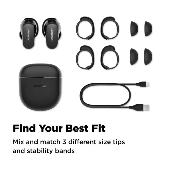 Bose QuietComfort Noise Cancelling Bluetooth Wireless Earbuds II - Black image 1