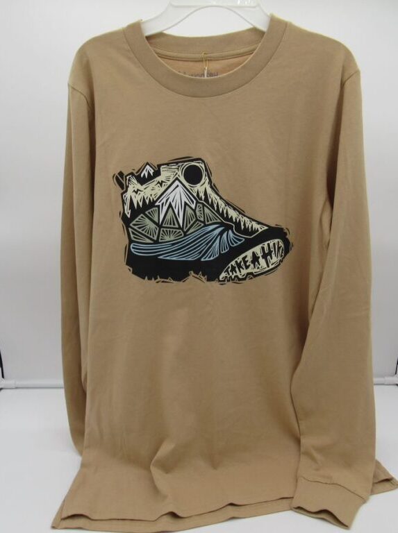Woosah Adult Take A Hike Long-Sleeve Graphic Shirt - Small - Tan image 0