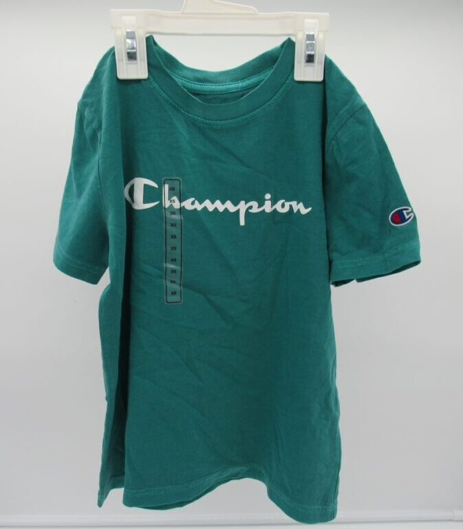 Champion Boys' Enzyme Washed Script T-Shirt - XS - Green image 0