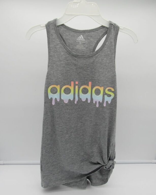 Adidas Girls' Tie Front Tank - Large - Grey Goopy HBR image 0