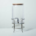 Ribbed Plastic Beverage Dispenser with Stand &amp; Lid image 0